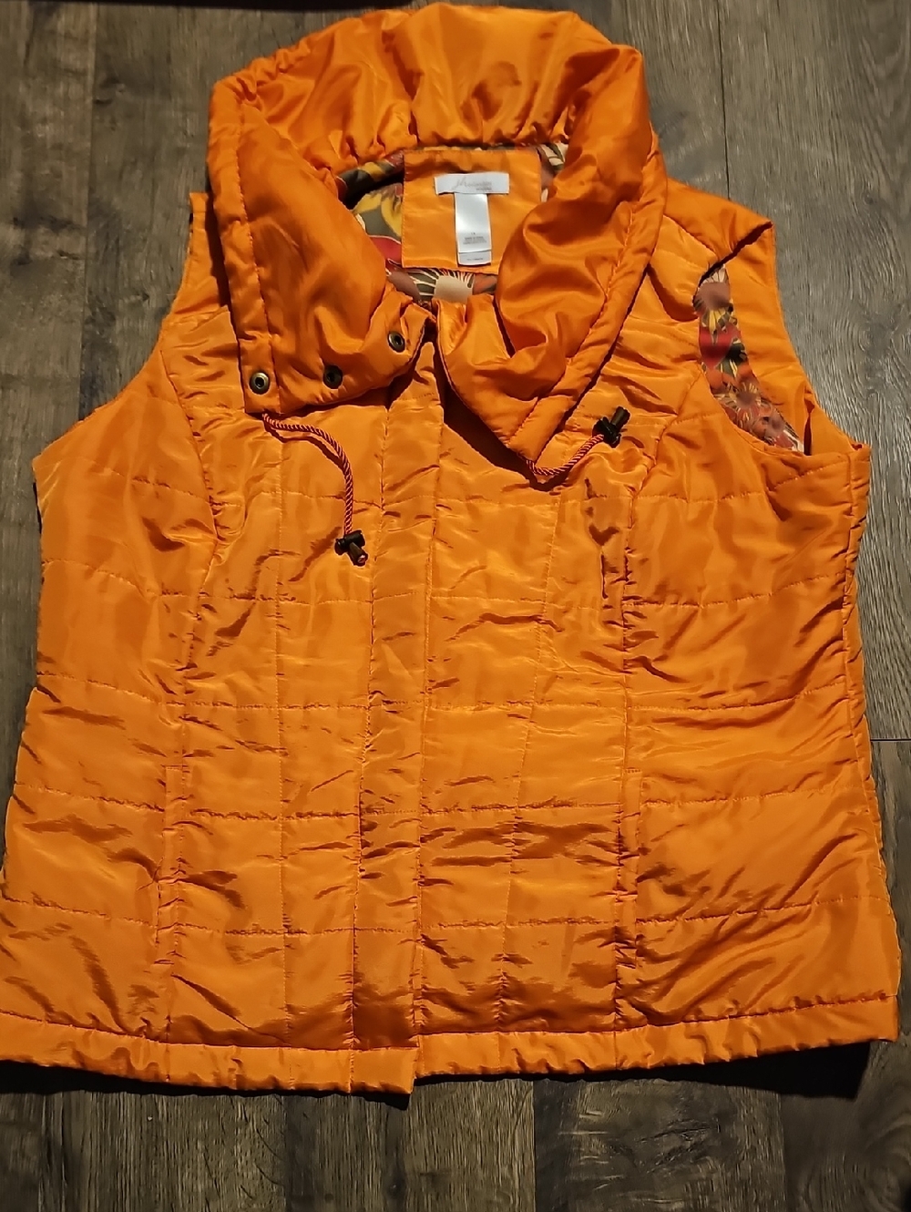 JH Collectibles Orange Quilted Puffer Vest Women 1x High Collar Neck Outwear